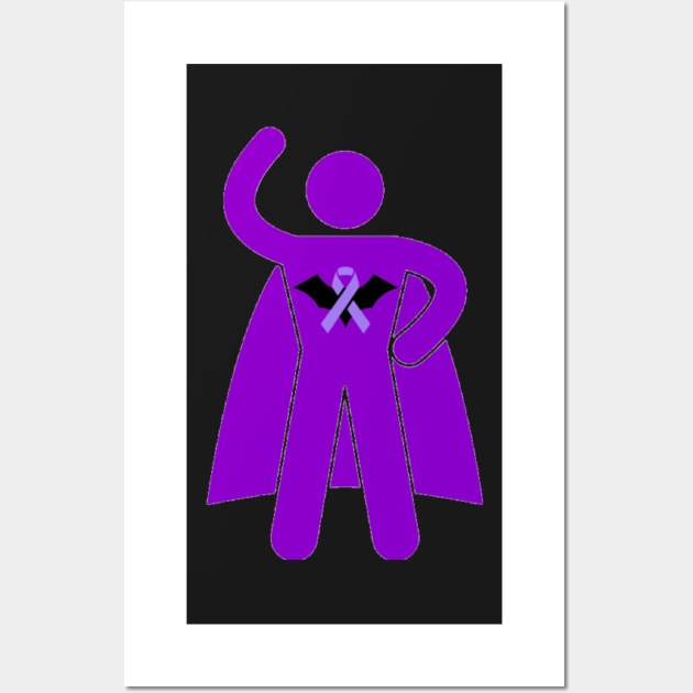 Bat Awareness Ribbon Superhero Man Silhouette 2 Wall Art by CaitlynConnor